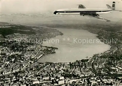 AK / Ansichtskarte Zuerich_ZH Fliegeraufnahme der COMET 4 B der BEA ueber Zuerich Zuerich_ZH