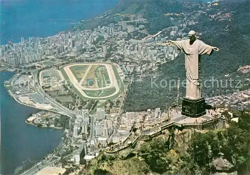 AK / Ansichtskarte Rio_de_Janeiro Fliegeraufnahme mit Redentor Rio_de_Janeiro