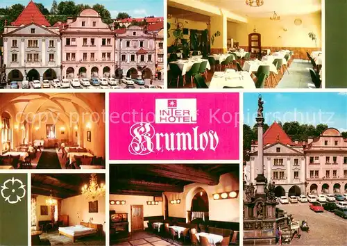 AK / Ansichtskarte Krumlov Interhotel Krumlov Gastraeume Zimmer Marktplatz Krumlov