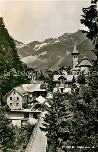 AK / Ansichtskarte Bristen_UR Ortsansicht mit Kirche Maderanertal Alpen 