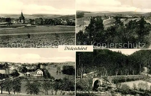 AK / Ansichtskarte Dickschied Oberdorf Partie m. Kirche Unterdorf Partie im Wispertal Dickschied