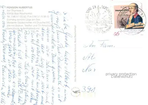 AK / Ansichtskarte Bad_Reichenhall Pension Hubertus am Thumsee Bad_Reichenhall