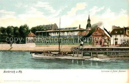 AK / Ansichtskarte Biebrich_Katzenelnbogen Terrasse d. Hotel Nassau Biebrich Katzenelnbogen
