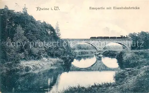AK / Ansichtskarte Rheine Emspartie mit Eisenbahnbruecke Rheine