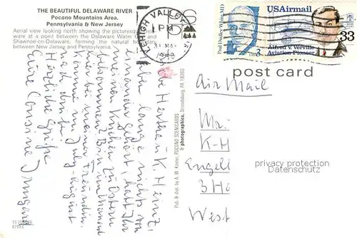 AK / Ansichtskarte Pennsylvania_US State and New Jersey Delaware River Air view Pennsylvania_US State
