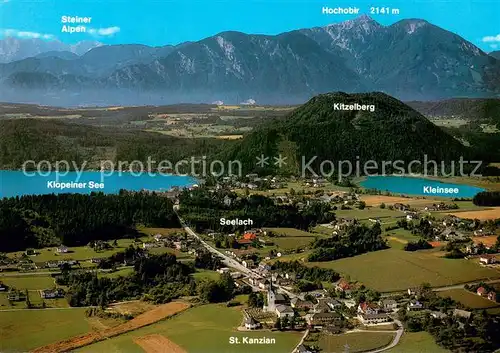 AK / Ansichtskarte St_Kanzian_Klopeiner_See Fliegeraufnahme mit Kleinsee Hochobir Steiner Alpen St_Kanzian_Klopeiner_See