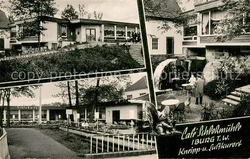 AK / Ansichtskarte Iburg_Teutoburger_Wald Cafe Schlossmuehle Aussenansicht mit Terrasse Iburg_Teutoburger_Wald