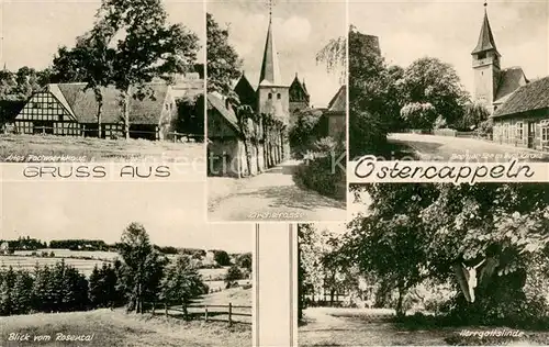 AK / Ansichtskarte Ostercappeln Altes Fachwerkhaus Blick vom Rosental Herrgottslinde Kirchstrasse Ostercappeln