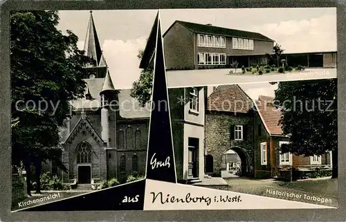 AK / Ansichtskarte Nienborg Historischer Torbogen und Kirchenansicht Nienborg