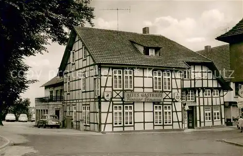 AK / Ansichtskarte Iburg_Teutoburger_Wald Altes Gasthaus Fischer Eymann Fachwerkhaus Iburg_Teutoburger_Wald