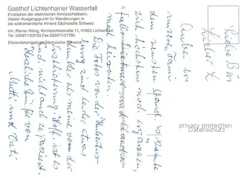 AK / Ansichtskarte Lichtenhain_Sebnitz Gasthof Lichtenhainer Wasserfall Gastraum El. Kirnitzschtalbahn Lichtenhain Sebnitz
