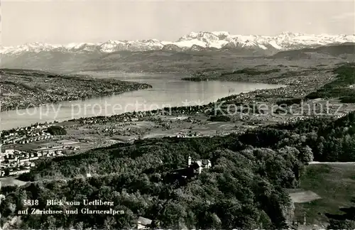 AK / Ansichtskarte Uetliberg_ZH Panorama Blick auf Zuerichsee und Glarner Alpen Uetliberg ZH