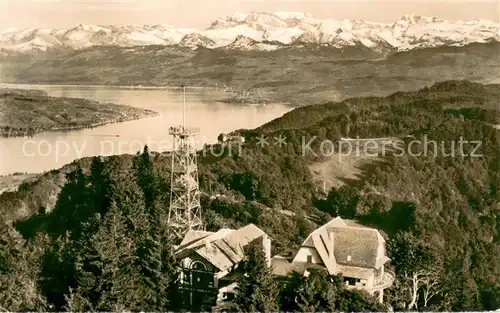 AK / Ansichtskarte Zuerich_ZH Berghaus Uto Kulm auf dem Uetliberg Aussichtsturm Zuerichsee Alpenpanorama Zuerich_ZH