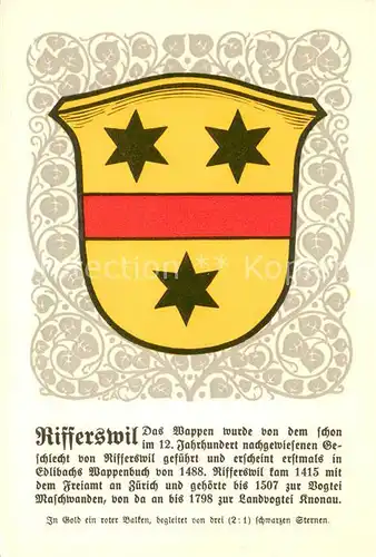AK / Ansichtskarte Rifferswil_ZH Wappen Serie Zuercher Gemeindewappen Serie XVII Nr. 84 