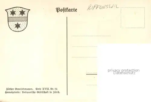 AK / Ansichtskarte Rifferswil_ZH Wappen Serie Zuercher Gemeindewappen Serie XVII Nr. 84 