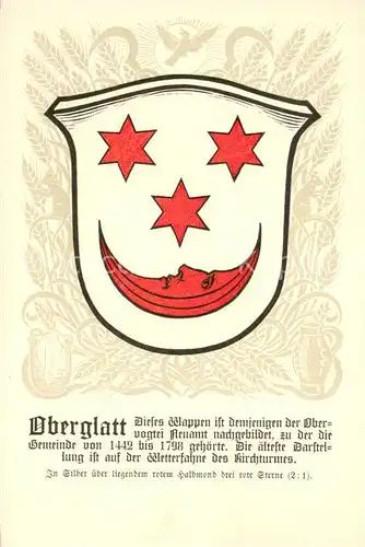 AK / Ansichtskarte Oberglatt_ZH Wappen Serie Zuercher Gemeindewappen Serie XV Nr. 72 