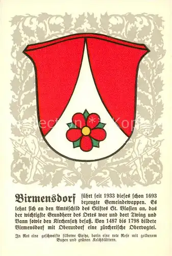 AK / Ansichtskarte Birmensdorf Wappen Serie Zuercher Gemeindewappen Serie XXXIV Nr. 167 Birmensdorf