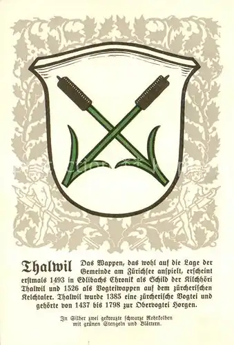 AK / Ansichtskarte Thalwil_ZH Wappen Serie Zuercher Gemeindewappen Serie XXI Nr. 101 