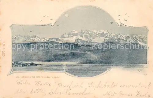 AK / Ansichtskarte Zuerichsee_ZH Panorama Blick ueber den See mit Glaernischgruppe Alpen Zuerichsee ZH