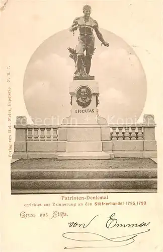 AK / Ansichtskarte Staefa_Zuerichsee Patrioten Denkmal Statue 