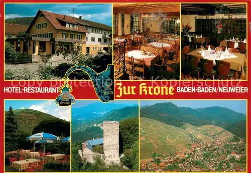 AK / Ansichtskarte Neuweier Hotel Restaurant Gastraeume Terrasse Turm Fliegeraufnahme Neuweier