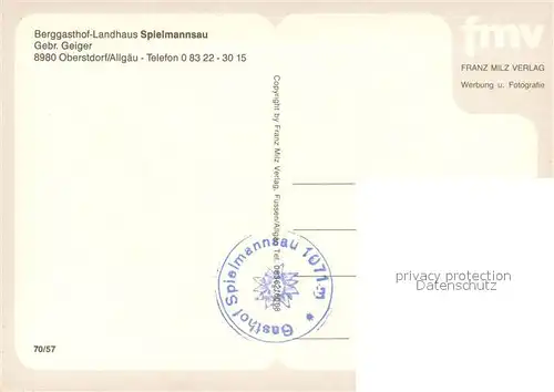 AK / Ansichtskarte Oberstdorf Berggasthof Landhaus Spielmannsau Pferdewagen Oberstdorf