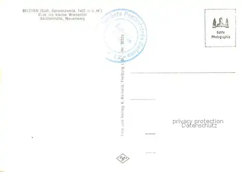AK / Ansichtskarte Belchen_Baden Panorama Blick ins kleine Wiesental Belchenhoefe Neuenweg Schwarzwald Belchen_Baden