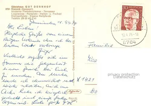 AK / Ansichtskarte Rieneck Gaestehaus Gut Duernhof Schwimmbad Pferdekoppel Angeln Minigolf Spielplatz Reiten Rieneck