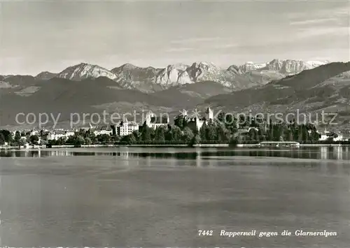 AK / Ansichtskarte Rapperswil_ Jona_SG Blick ueber den Zuerichsee gegen Glarner Alpen 