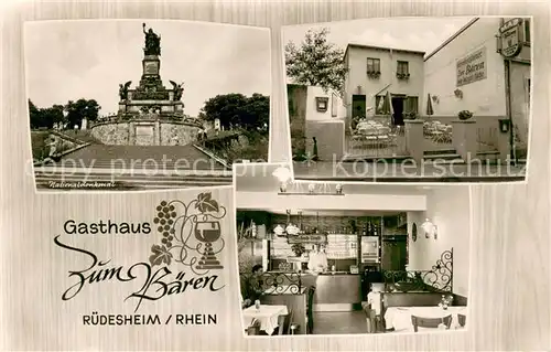 AK / Ansichtskarte Ruedesheim_am_Rhein Gasthaus Zum Baeren Nationaldenkmal 