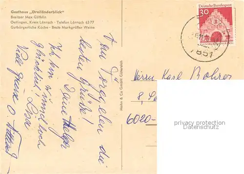 AK / Ansichtskarte oetlingen_Weil_Rhein Gasthaus Dreilaenderblick Terrasse Gaststube oetlingen_Weil_Rhein