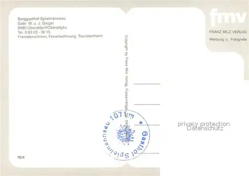AK / Ansichtskarte Oberstdorf Berggasthof Spielmannsau Teilansichten Oberstdorf