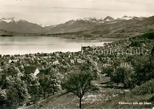 AK / Ansichtskarte Waedenswil Panorama Zuerichsee und Alpen Waedenswil