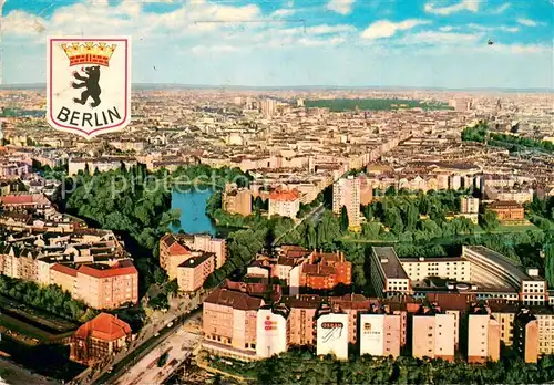 AK / Ansichtskarte Berlin Stadtpanorama Blick vom Fernsehturm Wappen Berliner Baer Berlin