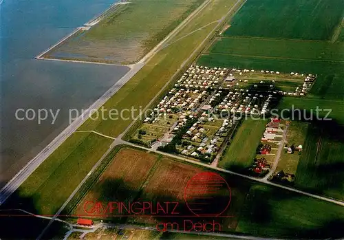 AK / Ansichtskarte Krummhoern Campingplatz am Deich Fliegeraufnahme Krummhoern
