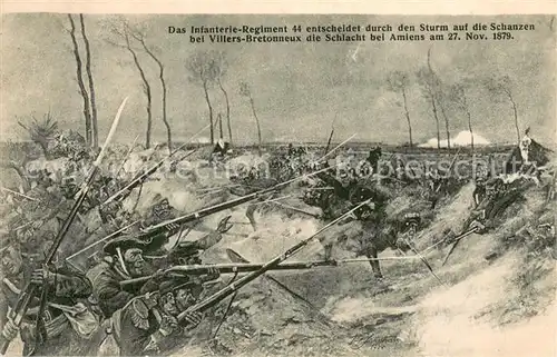 AK / Ansichtskarte Amiens_80 Infanterie Rgt 44 beim Sturm auf die Schanzen bei Villers Bretonneux 