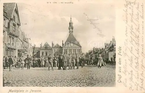 AK / Ansichtskarte Peronne_80_Somme Marktplatz 