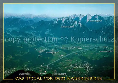 AK / Ansichtskarte Oberaudorf_Inn Fliegeraufnahme mit Wilder und Zahmer Kaiser Ebbs und Niederndorf 