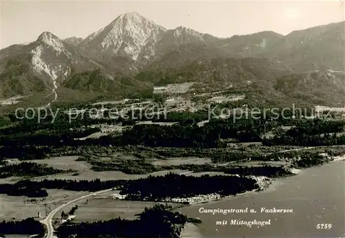 AK / Ansichtskarte Faakersee Campingstrand mit Mittagskogel Fliegeraufnahme Faakersee