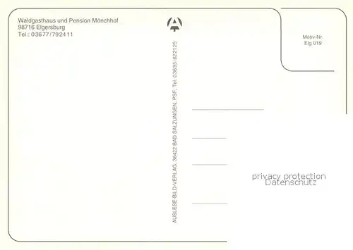 AK / Ansichtskarte Elgersburg Waldgasthaus Pension Moenchhof Partie am Wasser Waldweg Wappen Elgersburg