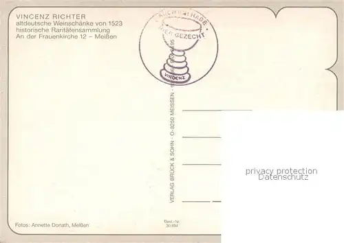 AK / Ansichtskarte Meissen_Elbe_Sachsen Altdeutsche Weinschaenke Vincenz Richter Historische Raritaetensammlung Meissen_Elbe_Sachsen
