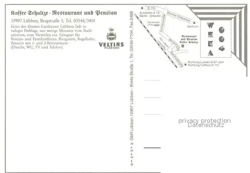 AK / Ansichtskarte Luebben_Spreewald Kaffee Schultze Restaurant Pension Luebben Spreewald