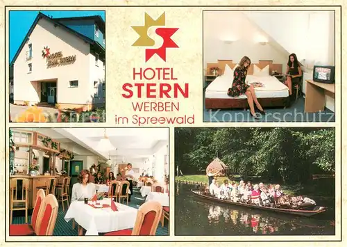AK / Ansichtskarte Werben_Niederlausitz Hotel Stern Fremdenzimmer Restaurant Kahnfahrt Wasserstrasse Spreewald Werben_Niederlausitz
