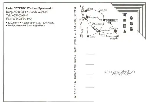 AK / Ansichtskarte Werben_Niederlausitz Hotel Stern Fremdenzimmer Restaurant Kahnfahrt Wasserstrasse Spreewald Werben_Niederlausitz