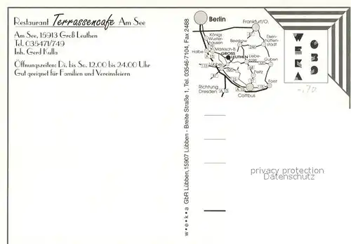 AK / Ansichtskarte Gross_Leuthen Restaurant Terrassencafe am See Gross_Leuthen