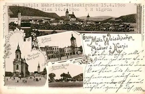 AK / Ansichtskarte Maehrisch Weisskirchen Pfarrkirche Rathaus Antonius Kirche Maehrisch Weisskirchen