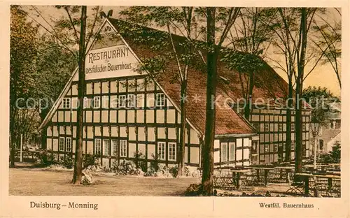 AK / Ansichtskarte Duisburg_Ruhr Westfaelisches Bauernhaus in Duisburg Monning Fachwerkhaus Duisburg Ruhr