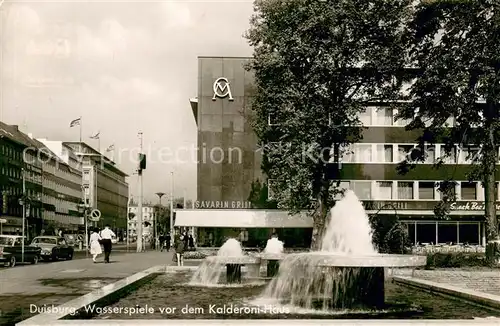 AK / Ansichtskarte Duisburg_Ruhr Wasserspiele vor dem Kalderoni Haus Duisburg Ruhr