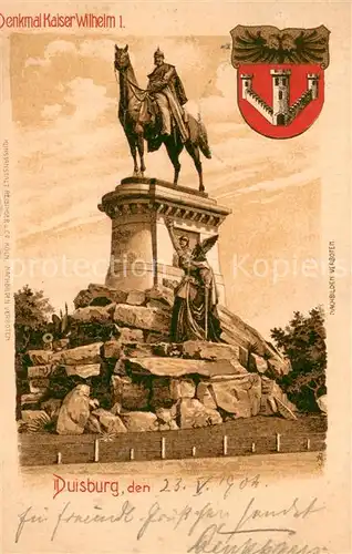 AK / Ansichtskarte Duisburg_Ruhr Kaiser Wilhelm 1.   Denkmal Duisburg Ruhr