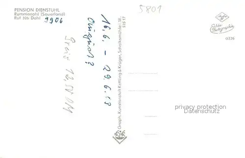 AK / Ansichtskarte Rummenohl Pension Dienstuhl Rummenohl